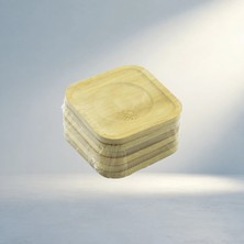Aslanoğlu Store Şık Bambu Ahşap Çay Tabak 9.7x9.7cm 6'lı Set