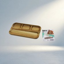 Aslanoğlu Store Dört Bölmeli Ahşap Servis Tepsisi 25X14 cm Mutfak Sunumu