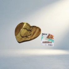Aslanoğlu Store Kalp Bölmeli Ahşap Bambu Servis Tepsisi 20.5X19.5CM