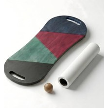 Renkli Denge Tahtası Balance Roller Board Çift Fonksiyonlu Sörf Eğitim Tahtası Kaykay Eğitim Tahtası 73 x 28 Cm, RB19