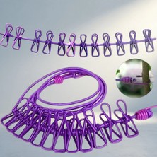 Aslanoğlu Store Seyahat Için Taşınabilir Çamaşır Ipi 12 Mandallı Lastikli
