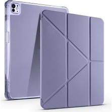 Kılıf, Apple ile Uyumlu iPad Air 13 2024 Tri Folding Kalem Bölmeli Standlı Kılıf Mor
