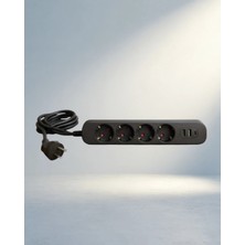Aslanoğlu Store Çoklu Priz 4'lü USB Type-C Çıkışlı Akım Dengeleyici