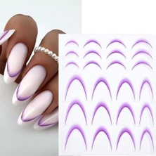 Lila Ombre Efekt French Tırnak Sticker, Nail Art SD-1946