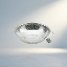 Aslanoğlu Store Şık Metal Kulplu Çelik Sepet Süzgeç 25 cm