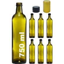 750 ml Yeşil Maraska Kilitli Yağdanlık Kapaklı Yağ Şişesi 750 cc Kapüşonlu Köşeli Cam Şişe 6 Adet