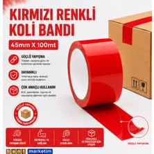 Akyelone Kırmızı Koli Bandı 45mmx100m Renkli Koli Bantı Kırmızı Renk Hotmelt Yapışkanlı