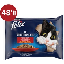 Sığır Eti ve Tavuklu Yetişkin Yaş Kedi Maması (4 x 12 x 85 G) 48'li