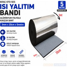 Akyelone Araç Oto Ses Isı Yalıtım Bandı 3mm x 20cm x 5 Metre Alüminyum Folyolu Kauçuk İzolasyon Bantı