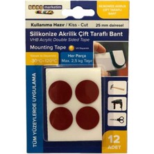 Akyelone Silikonize Gri Akrilik Çift Taraflı Bant Gri 12' Li Yuvarlak