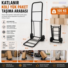 Akyelone Katlanır Koli Yük Taşıma Arabası 100 kg Kapasiteli Portatif El Arabası 100x35 cm