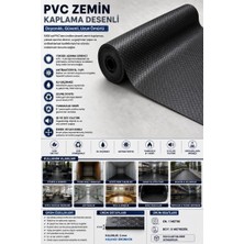 Akyelone PVC Desenli Zemin Kaplama Muşambası 2mm 1x5 Metre Kaymaz Araç Konteyner Oto Taban Kaplaması Siyah