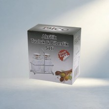 Aslanoğlu Store Kare Akrilik Tuzluk Biberlik 2 Adet Metal Standlı