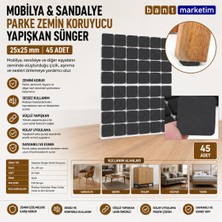 Akyelone Mobilya Sandalye Parke Zemin Koruyucu Yapışkanlı Sünger 25x25 mm – 45 Adet Siyah