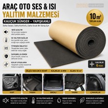 Akyelone Araç Oto Ses Isı Yalıtım Malzemesi 10m² Kauçuk Sünger Yapışkanlı 6mm Kalın 100cmx10mt