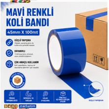 Akyelone Mavi Koli Bandı 45mmx100m Renkli Koli Bantı Mavi Renk Hotmelt Yapışkanlı