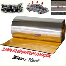 Akyelone Araç Oto Ses Isı Yalıtım Bandı 3mm x 30cmx10metre Alüminyum Folyolu Kauçuk Bant Izolasyon Malzemesi