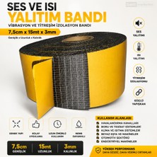 Akyelone Ses ve Isı Yalıtım Bandı 3mm kalınlıkta 7,5cmx15mt Vibrasyon ve Titreşim İzolasyon Bandı