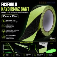 Akyelone Fosforlu Kaydırmaz Bant 50mm x 25mt – Çapraz Yeşil Fosforlu Merdiven ve Zemin Bandı