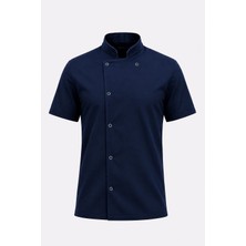 Lookmt Moda Unisex Lacivert Kısakollu Çıtçıtlı Aşçı Ceketi Şef Ceketi  Aşçı Saya