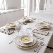 Güral Porselen Nexus Yaldızlı 12 Parça 4 Kişilik Bone Porselen Yemek Takımı 6852