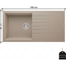 Real Stone Realstone P015 Laodikya Damlalıklı Granit Evye 1000x500 mm Cappuccino