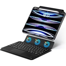 iPad Pro 13 2024 Asma Border Bağlantılı Standlı Klavyeli Tablet Kılıfı - Siyah