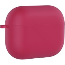 Apple ile Uyumlu Airpods Pro 3 Standart Silikon Kılıf Koyu Pembe