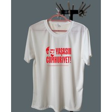 Elfi Yaşasın Cumhuriyet Baskılı Tişört - Atatürk Tasarımlı Polyester Spor T-Shirt
