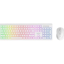 Everest KM-319BT Beyaz 2.4g+Bt1+Bt2 Çoklu Cihaz Bağlantılı Q Set Kablosuz Klavye + Mouse
