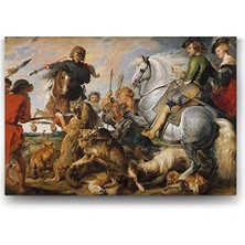 Peter Paul Rubens Kurt ve Tilki Avı Tablosu - 90X60 cm