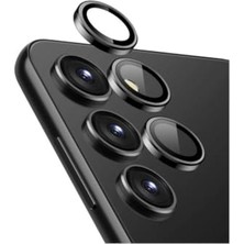 Samsung Galaxy S24 Plus ile Uyumlu Renkli Tekli Kamera Lens Koruyucu (Siyah)