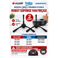 Öz Beyaz Eşya Beko RS-8121 RS-8131 RS-2221 Uyumlu Robot Süpürge Yan Fırçası Siyah 2 Adet