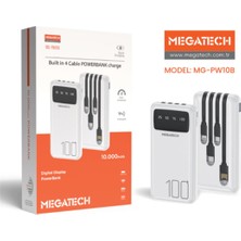 Megatech MG-PW10B 10.000 Mah Beyaz Powerbank Digital Gösterge
