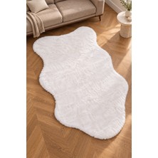 Dekoset Home Tavşan Tüyü Düz Post Beyaz Yumuşak Yıkanabilir Tabanlı Peluş Halı