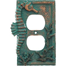 Denizatı Sahil Sanat Dekoru, Elektrikli Kapak Duvar Plakası, Bronz/verdigris Kaplama, Tek Anahtar, Çift Rocker, Çıkış