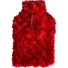 Sıcak Su Torbası Kırmızı Renkli, Ponponlu Termofor 26X17X2 cm 1 L