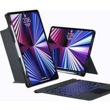 iPad Air 13 M3 2025 ile Uyumlu Touch Pad Bluetooth Klavyeli Standlı Mıknatıslı Tablet Kılıfı