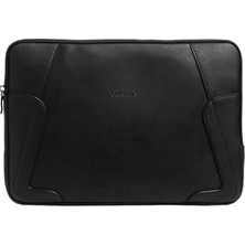 13-14 Inç Su Geçirmez Suni Deri Laptop Kılıfı 35X25X2.5 cm Siyah Fermuarlı