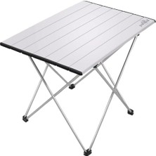 Outdoor Katlanabilir Alüminyum Kamp ve Piknik Masası; 56X41X45 Cm, 1370 G, 18 kg Taşıma Kapasitesi, Omuz Askılı Çanta ile (Gri)