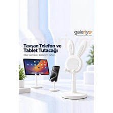 Galeriyo Tavşan Tasarımlı Telefon ve Tablet Tutacağı Beyaz