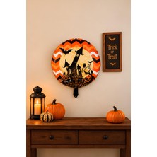 Patladı Gitti Halloween Şato Tasarımlı 45X45 cm Folyo Balon Halloween Cadılar Bayramı Parti Malzemesi