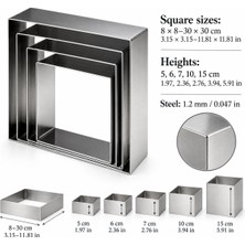 Fida Pasta Çemberi Kare Argon 1,2mm Yükseklik 6 cm 12'li Set 8x8 CM-30X30 cm Arası 12 Ölçü