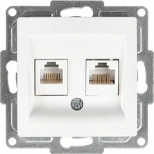 Visage Data + Nümeris Telefon Prizi (RJ45 CAT5E + Cat3), Beyaz (Mekanizma + Tuşkapak)