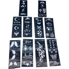 Ibico Mix Desen Tüp Kına Desen Çıkartma Şablonu 10 Adet, 8X20 Cm, CHRMK11807, Karışık Renkli, Kadın