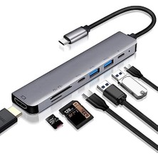 7'si 1 Arada USB Type-C Hub, Sd, HDMI Girişli MacBook Çevirici ve Çoklayıcı