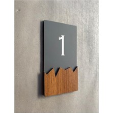Wooden Serisi Dikey Kendinden Yapışkanlı Kapı Numarası 1
