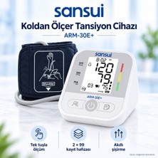 Sansui Koldan Ölçer Tansiyon Cihazı Üst Koldan Ölçüm Geniş LCD Ekran Özellikli - Pilli