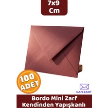 İstisna 100 Adet Bordo 7x9 cm Küçük Zarf 90 Gr. Kendinden Yapışkanlı Minik Kartvizit ve Davetiye Zarfı