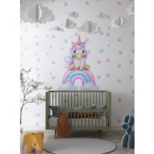S Digital Pastel Unicorn Duvar Sticker Seti - Bebek/çocuk Odası Yıldızlı Duvar Süsü - 4 Ölçü Seçeneği